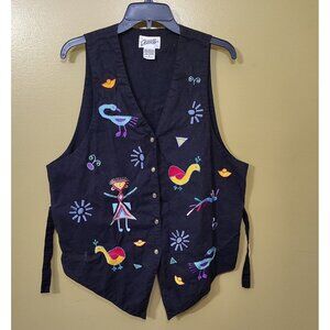 Vintage Access embroidered cotton vest sz L